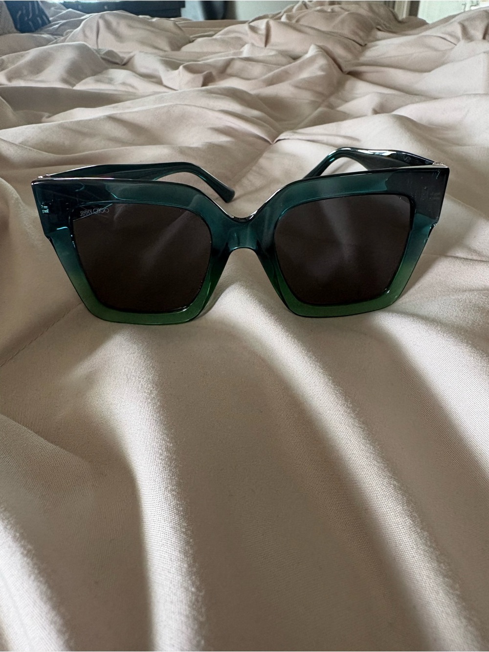 Jimmy Choo Dark Green Oversized Square Sunglasses